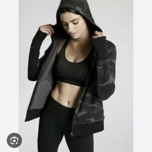 Athleta Triumph Full Zip Hoodie Size Large Black Camo Used But Good Condition